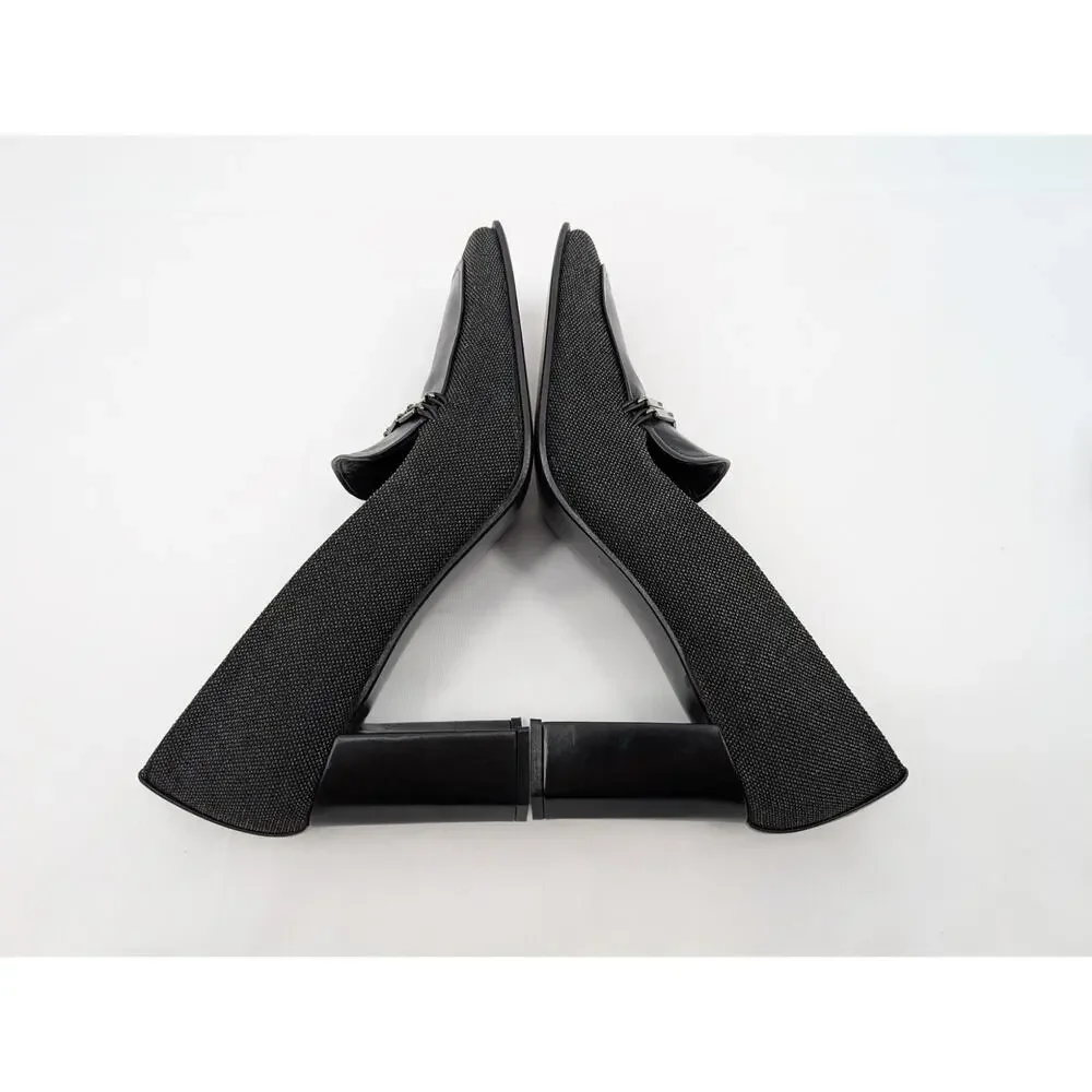 Stuart Weitzman Square Toe Women's Heels Sz 7 Minimalist Academia Black and Gray